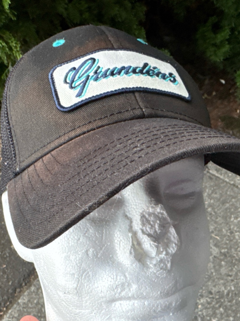 Grundens Patch Script Trucker Hat Faded